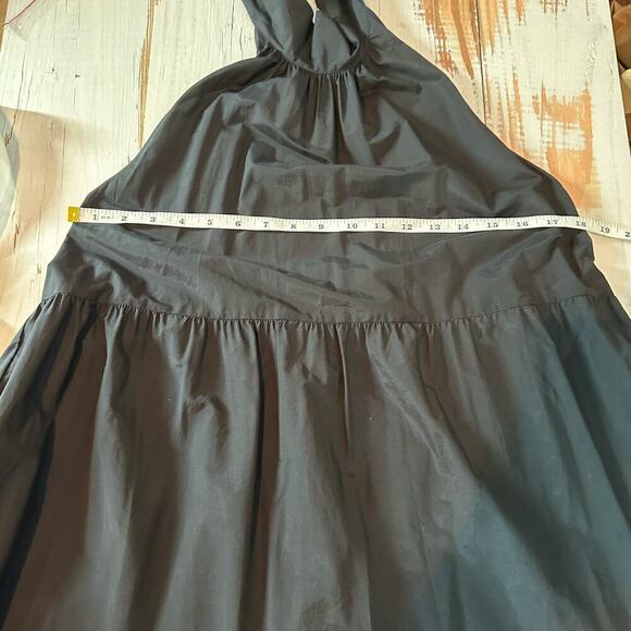 Theory Halter Tier Mini Tech Lawn Black Dress Size Large Minimalist - Picture 7 of 9